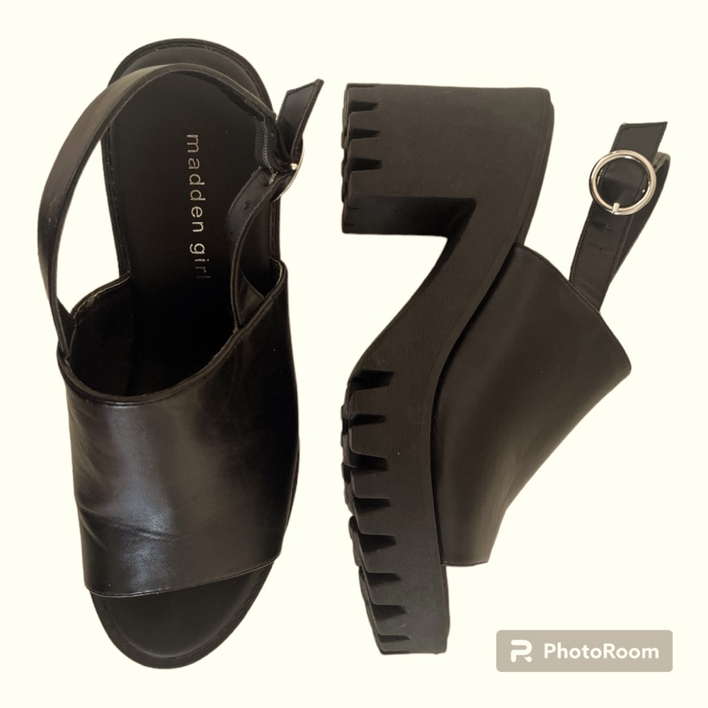 MADDEN GIRL SIZE 9 CHUNKY PLATFORM HEELED SANDALS STEVE MADDEN BLOCK HEEL